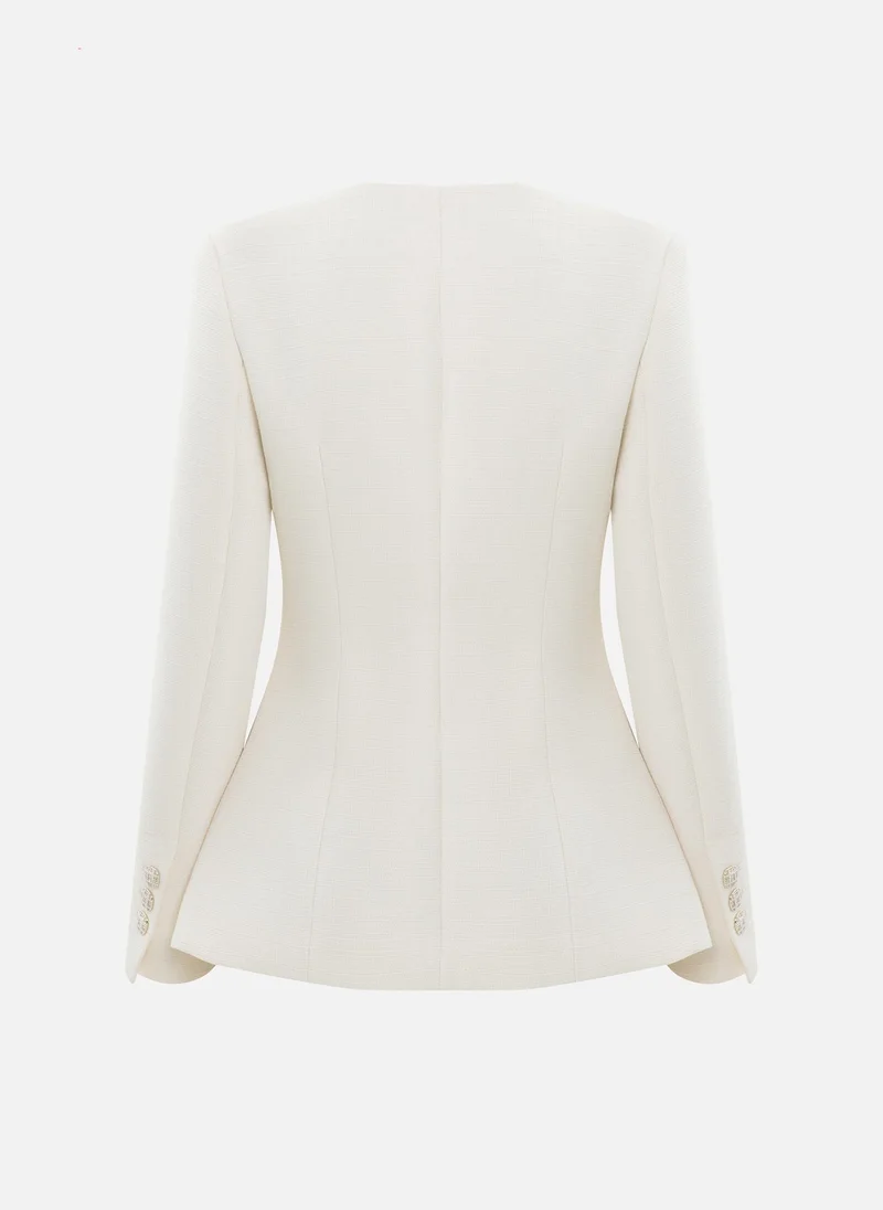 Lichi  Fitted tweed jacket with rhinestone buttons for Women | Best Price UAE