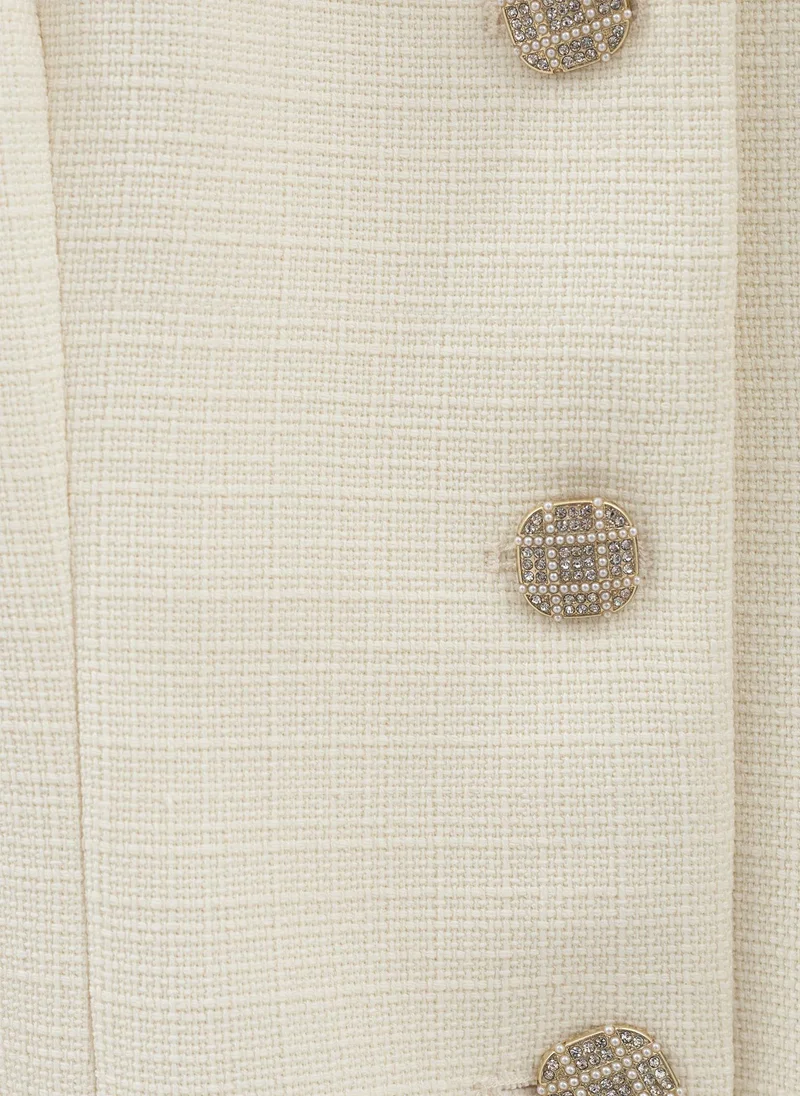 Lichi  Fitted tweed jacket with rhinestone buttons for Women | Best Price UAE