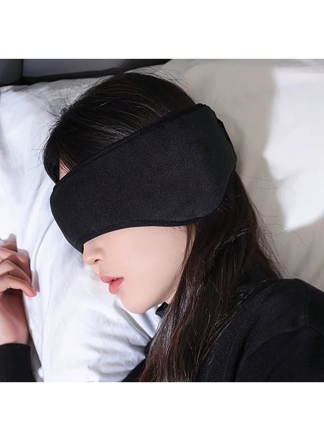 Black Sleep Mask And Ear Warmer Light Blocking Comfortable Fit For Quiet Sleep - Image 2