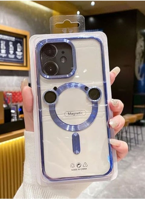 A high-quality case that supports charging the MagSafe in addition to camera lenses the same color as the case compatible with the iPhone 11 phone blue color