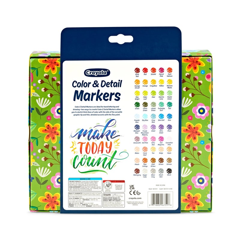 Crayola Color & Detail Marker Set – 50 Dual-Tip Art Markers for Adults & Teens, Graphic and Fine Tips, Ideal for Drawing, Hand Lettering & Coloring - Image 5