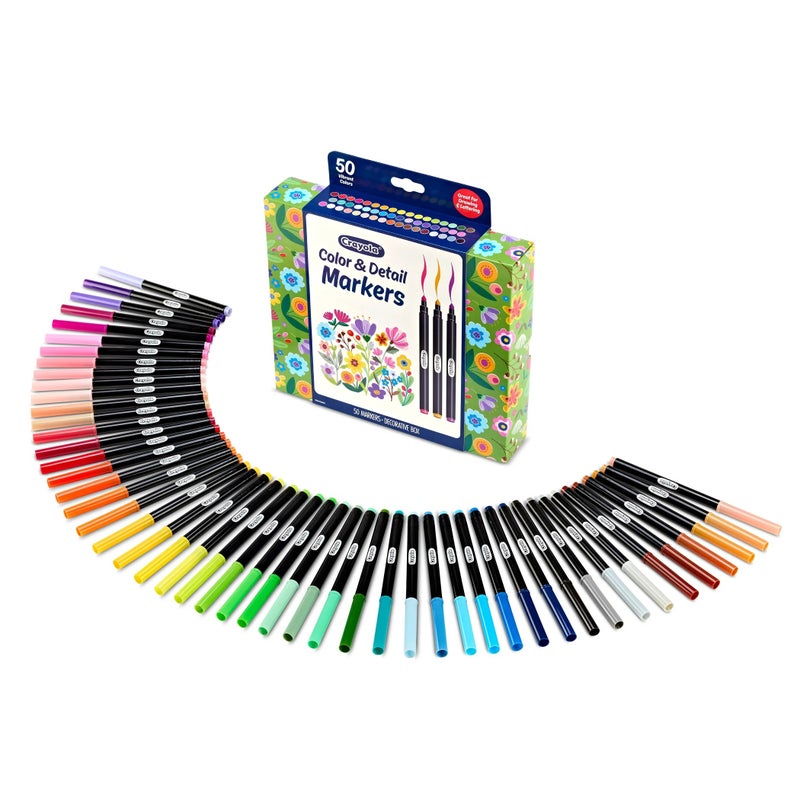 Crayola Color & Detail Marker Set – 50 Dual-Tip Art Markers for Adults & Teens, Graphic and Fine Tips, Ideal for Drawing, Hand Lettering & Coloring - Image 1