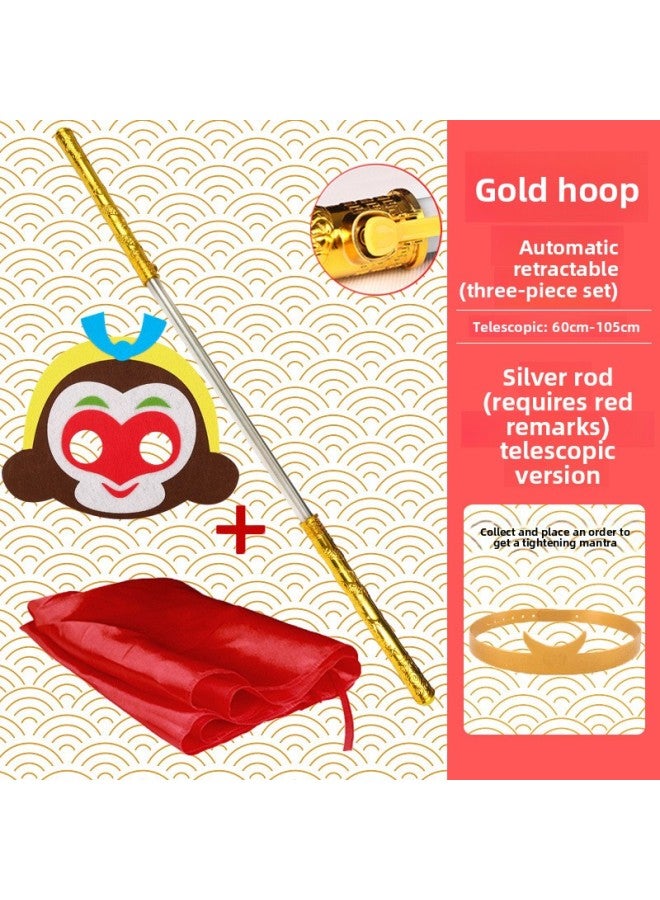 Factory Golden Hoop Stick Soft Stick Scenic Spot Children's Stainless Steel Sun Wukong Luminous Toy Stall Automatic Retractable Golden Hoop Stick 