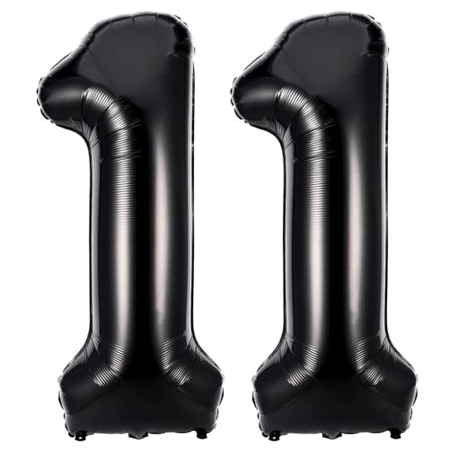 Lovoir Black 11 Number Balloons 40 Inch Giant Number 11 Balloons Foil Mylar Helium Black Number Balloons for 11th Birthday Party Supplies Anniversary Event Celebration Decorations - Image 1