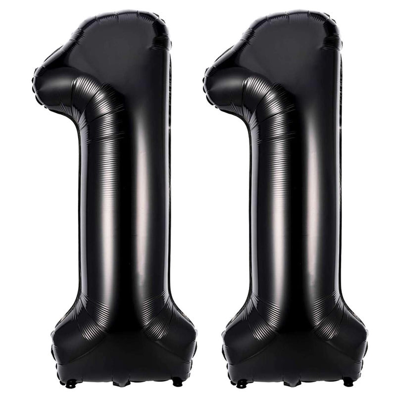 Lovoir Black 11 Number Balloons 40 Inch Giant Number 11 Balloons Foil Mylar Helium Black Number Balloons for 11th Birthday Party Supplies Anniversary Event Celebration Decorations - Image 3