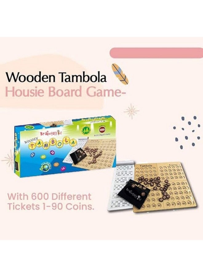 Braintastic Braintastic Wooden Tambola/Housie Board Game with 600 Different Tickets,1-90 Coins, Fixing Checking Board and Cloth Pouch to Keep Your Coins Safe  - Image 2