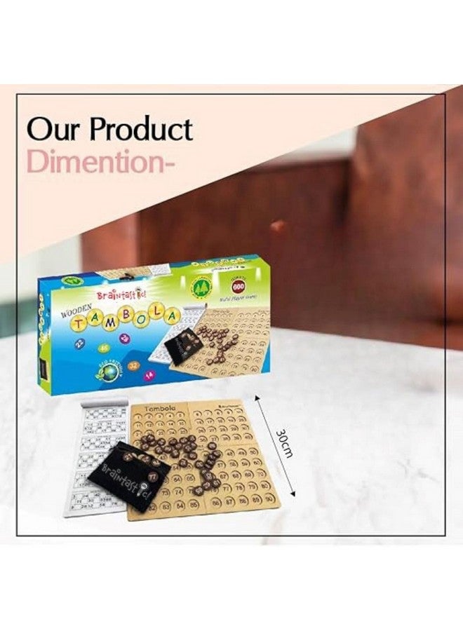 Braintastic Braintastic Wooden Tambola/Housie Board Game with 600 Different Tickets,1-90 Coins, Fixing Checking Board and Cloth Pouch to Keep Your Coins Safe  - Image 3