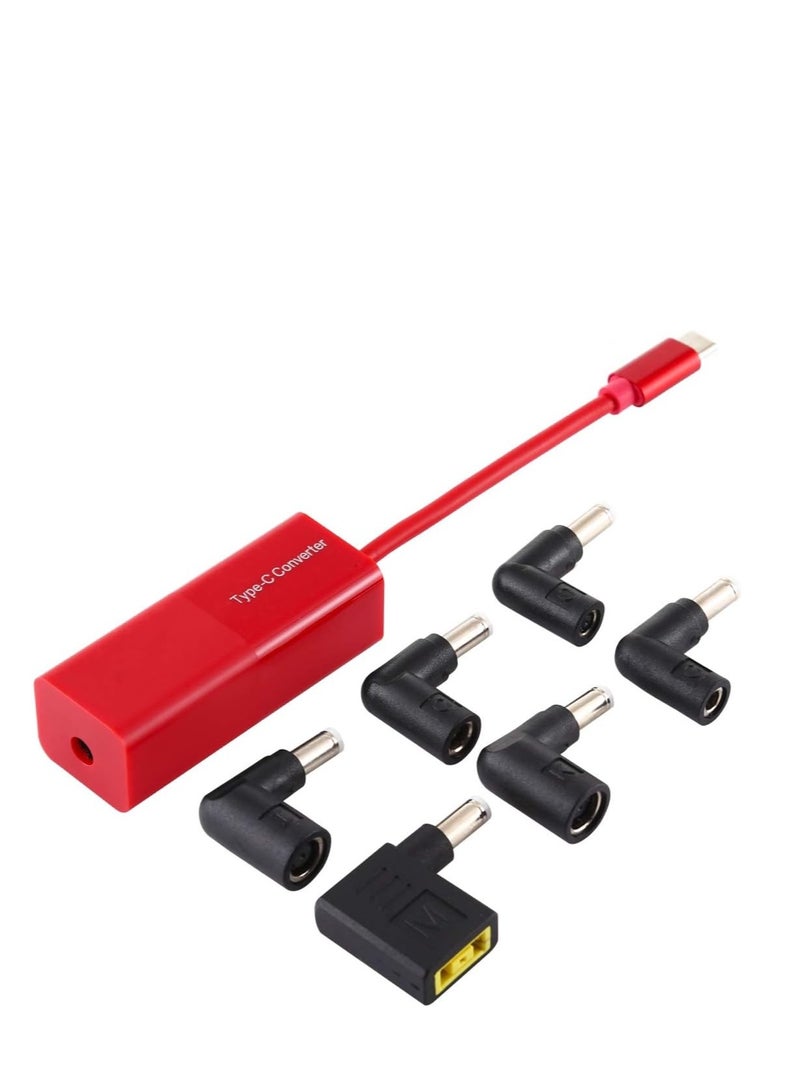 Terabyte Laptop Power Adapter 65W USB-C / Type-C Converter to 6 in 1 Power Adapter (Red) - Image 1