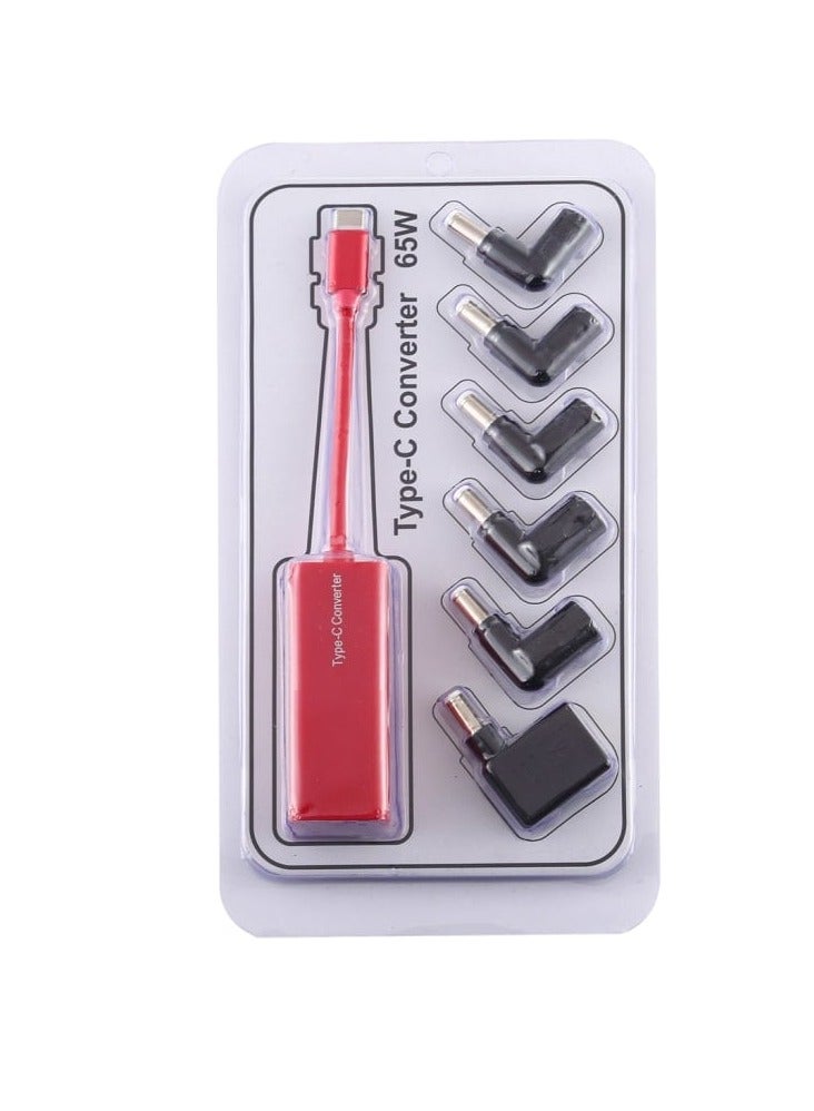 Terabyte Laptop Power Adapter 65W USB-C / Type-C Converter to 6 in 1 Power Adapter (Red) - Image 3