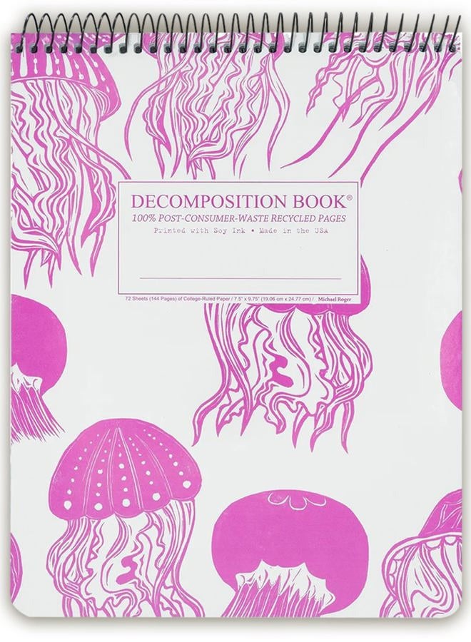 Decomposition Jellyfish Top Bound Spiral Notebook – 7.5 x 9.75 Journal, College Ruled Lined Pages – Left-Handed Friendly Notebooks Ideal for Students, Artists & Office Professionals – Made in USA - Image 1