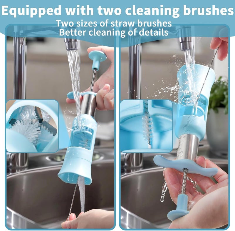 Newness Grape Cutter for Toddlers 1-3 with 2 Straw Brushes & 2 Types of Slicing Tomato Slicer Blueberry Cherry Grape Quarter Cutter Kitchen Gadgets for Salad Pasta Cake Decoration (Blue) - Image 5