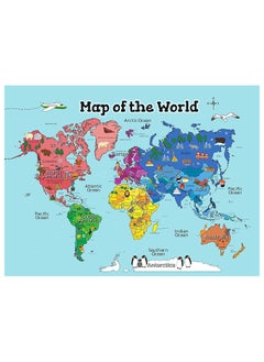 World map, size 40 cm by 53 cm, printed on luxurious glossy paper, with the most important landmarks and animals shown, Up to Date Egypt print 01222143812