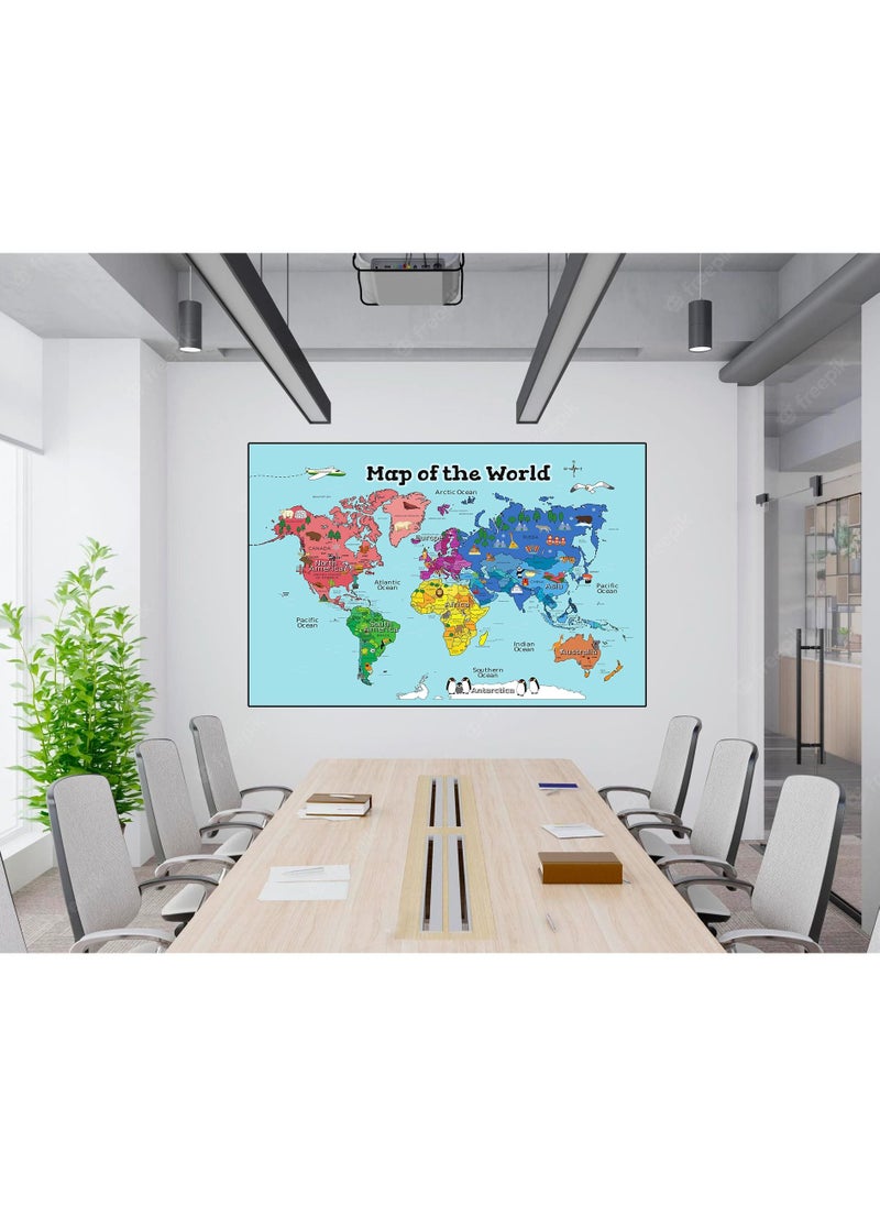 Generic - World map, size 40 cm by 53 cm, printed on luxurious glossy paper, with the most important landmarks and animals shown, Up to Date Egypt print 01222143812 - Image 1