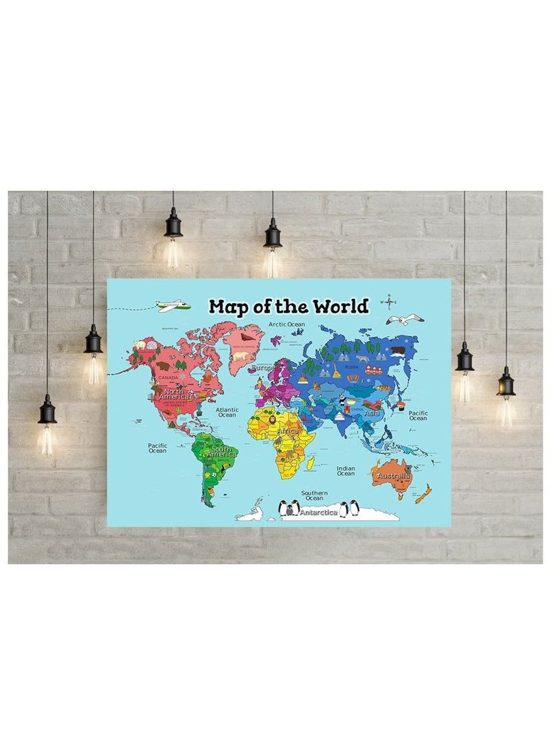 Generic - World map, size 40 cm by 53 cm, printed on luxurious glossy paper, with the most important landmarks and animals shown, Up to Date Egypt print 01222143812 - Image 1
