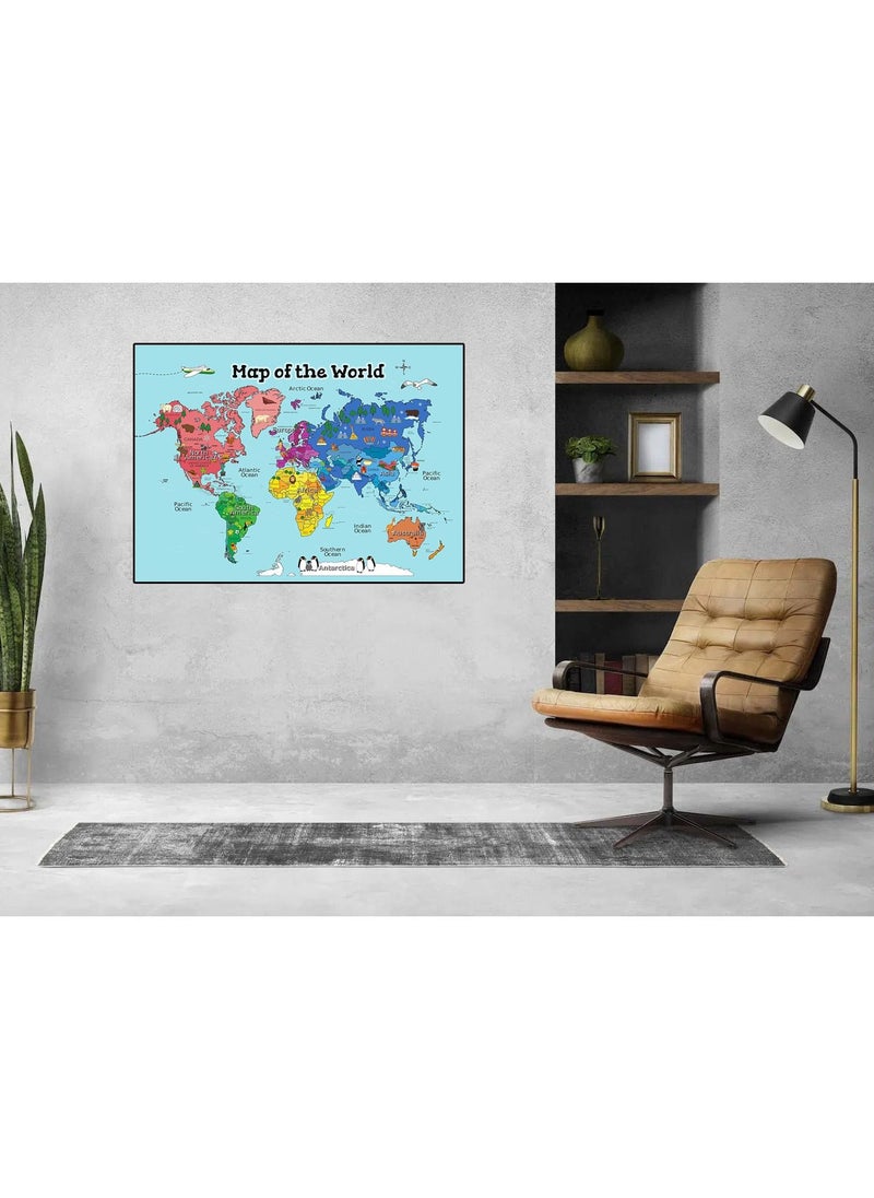 Generic - World map, size 40 cm by 53 cm, printed on luxurious glossy paper, with the most important landmarks and animals shown, Up to Date Egypt print 01222143812 - Image 1
