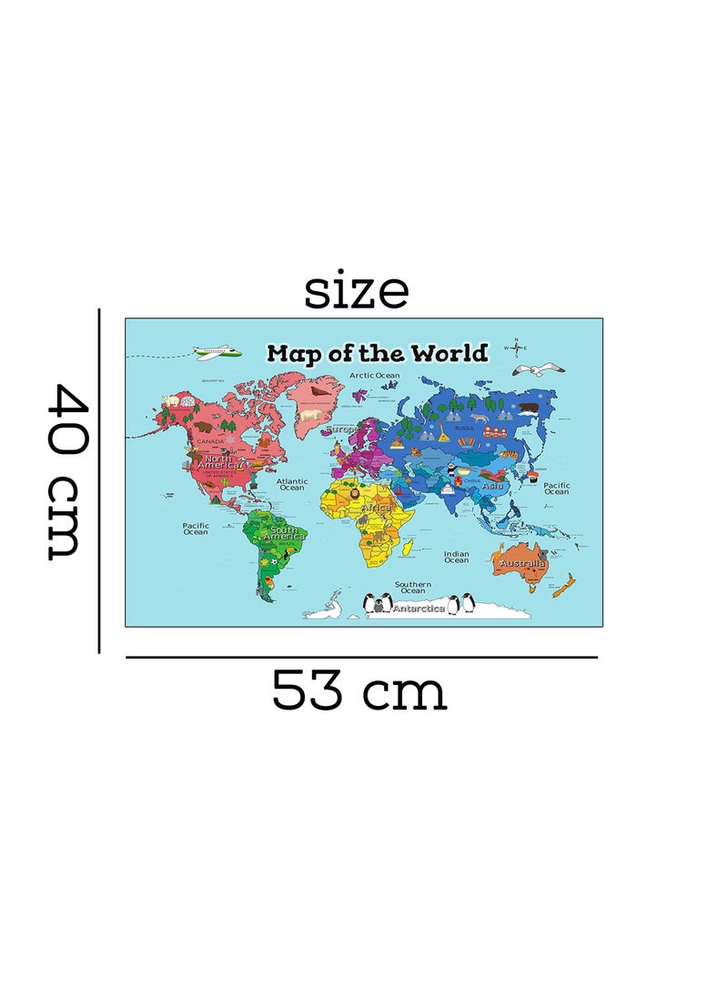 Generic - World map, size 40 cm by 53 cm, printed on luxurious glossy paper, with the most important landmarks and animals shown, Up to Date Egypt print 01222143812 - Image 1