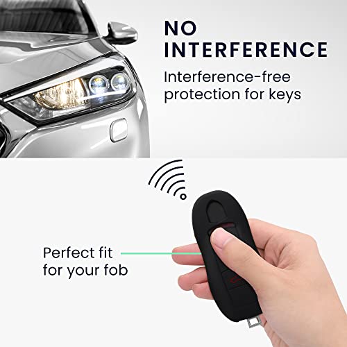 kwmobile Key Cover Compatible with Porsche 3 Button Car Key (only Keyless) - Soft Silicone Car Key Fob Holder Protector Case - Black - Image 3