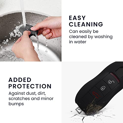 kwmobile Key Cover Compatible with Porsche 3 Button Car Key (only Keyless) - Soft Silicone Car Key Fob Holder Protector Case - Black - Image 5