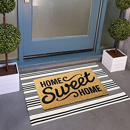 BUAGETUP Black and White Striped Doormat 24'' x 35'' Front Porch Rug Machine Washable Indoor Outdoor Doormat for Front Porch Hand-Woven Entryway Rug for Laundry/Bathroom/Bedroom - Image 4