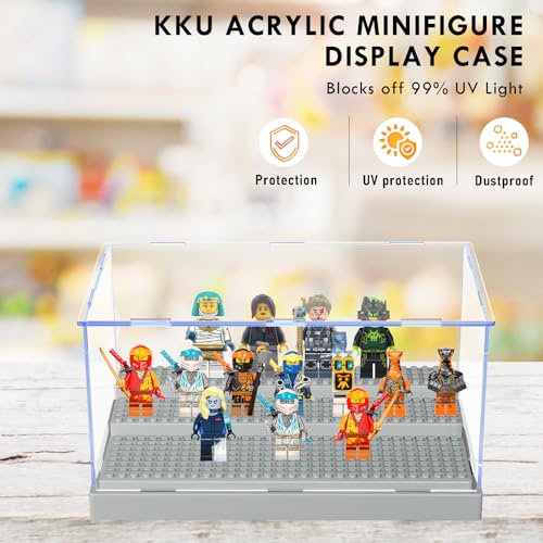 KKU Display Case for Figures Minifigure Display Case Box Storage 10 X 61 X 54 Action Figures Blocks for Display with 3 Movable Steps - Image 5