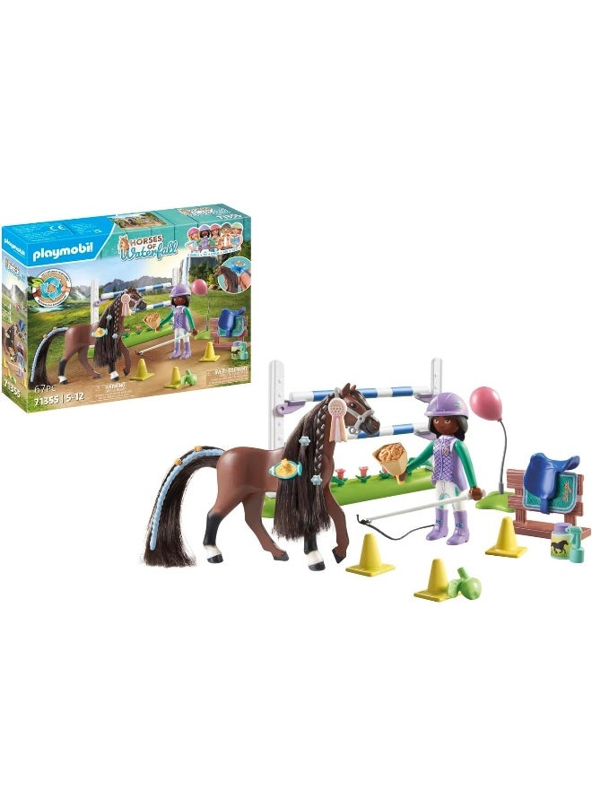 بلاي موبيل بلايموبيل ساحة القفز مع زوي وبليز – مجموعة لعب مع شخصيات وحصان وإكسسوارات قفز الحواجز وعناصر تدريب للعب خيالي | موديل 71355 | لعبة إبداعية للأطفال من عمر 4 سنوات فأكثر - Image 1