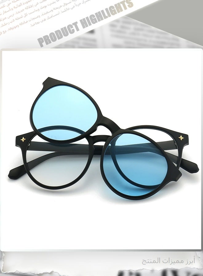 Magnetic Clip-On Sunglasses Set, 5 Polarized Lenses for Day & Night Driving, Includes Frame, Interchangeable Lenses & Storage Pouch - Image 3
