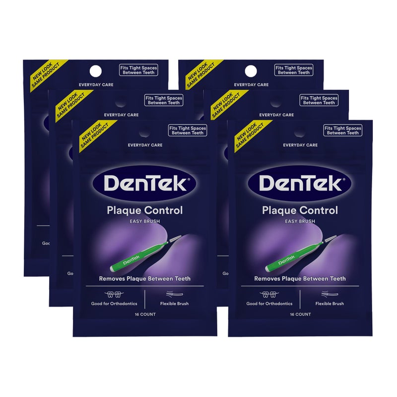 DenTek Easy Brush Plaque Control Interdental Cleaners Tight 16 Count 6 Pack