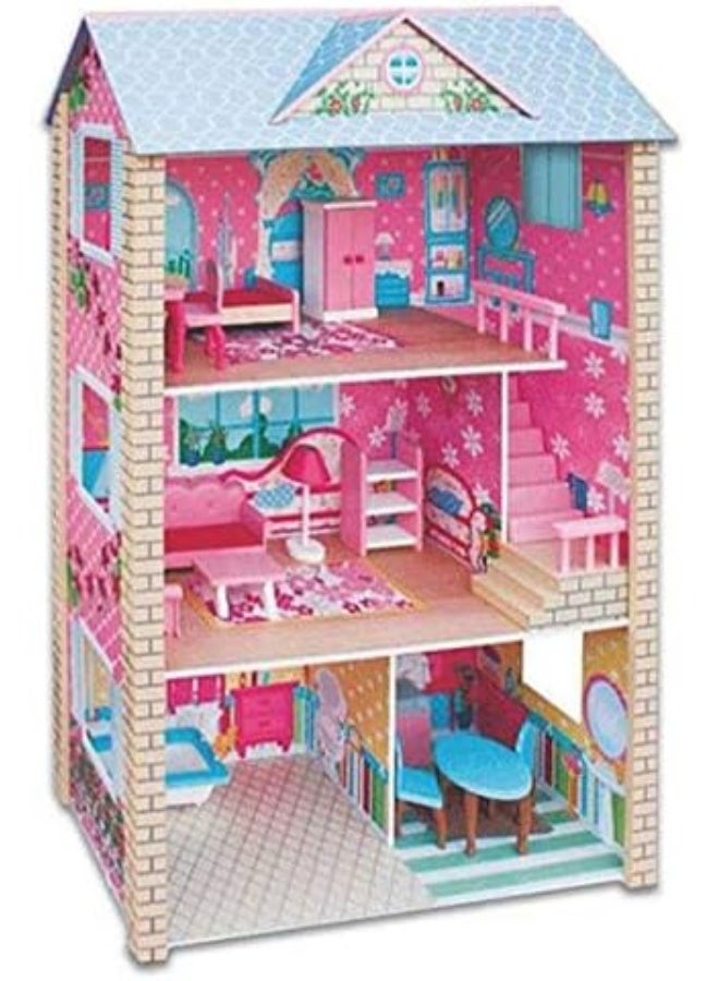 Rainbow Toys RBW TOYS DollHouse Kit DIY Toy Realistic 3D with Furnitures Birthday Gift For Girl 77*35*118 CM - Image 2