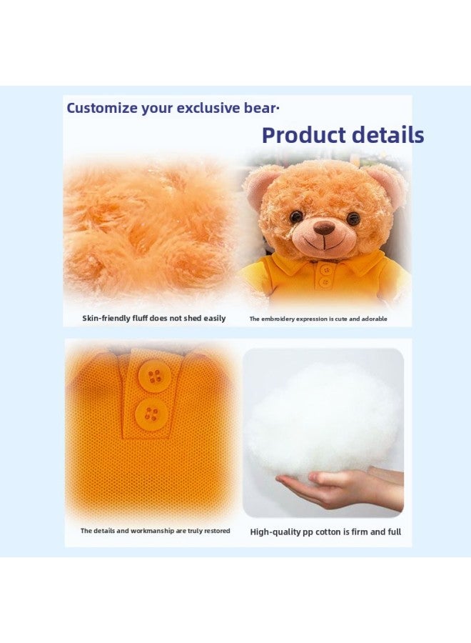 Bear Doll Plush Toy Doll Teddy Bear Doll Dressing Doll Company Activity Gift Printing Logo-Color:White Polo Shirt [white Bear]-Height:28cm