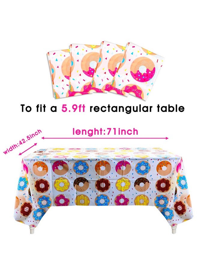 BeYumi 4Pack Donut Party Tablecloth, Rectangular Table Cover For Dining Room Kitchen Decor, Disposable Plastic Picnic Tablecover For Kids Birthday, Donut Theme Party Decoration Supplies, 42.5’’ X 71’’ - Image 2