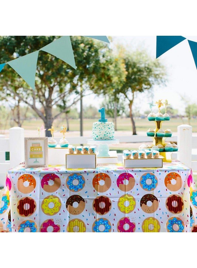 BeYumi 4Pack Donut Party Tablecloth, Rectangular Table Cover For Dining Room Kitchen Decor, Disposable Plastic Picnic Tablecover For Kids Birthday, Donut Theme Party Decoration Supplies, 42.5’’ X 71’’ - Image 4
