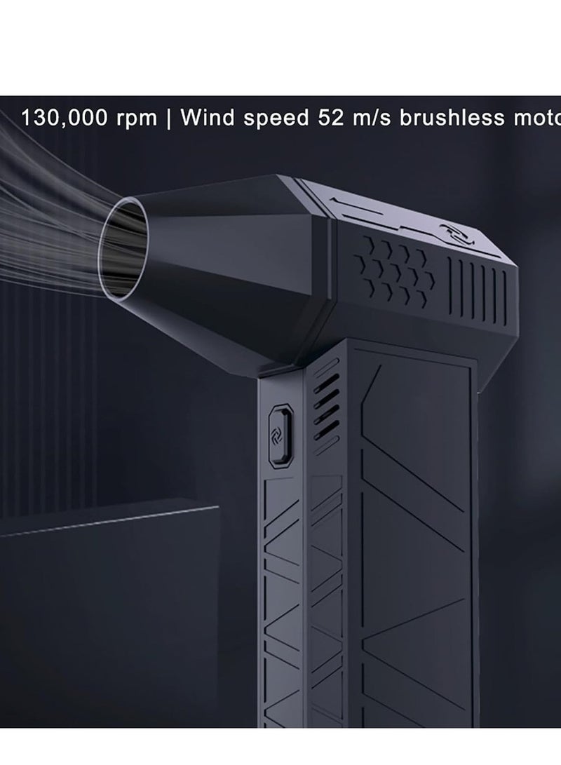 Mini Super Power Turbo Jet Fan Handheld Blower with 130,000 RPM Brushless Motor, 52m/s Wind Speed, 3000mAh Battery, Portable Pocket-Sized Air Blower for Dust Removal, Cooling, Camping BBQ Air Blower, Camping Essentials and More - Image 5