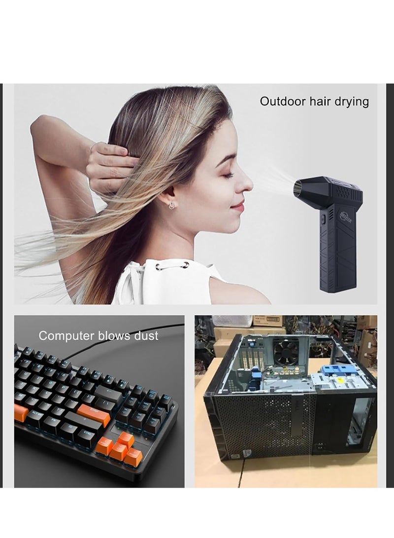 Mini Super Power Turbo Jet Fan Handheld Blower with 130,000 RPM Brushless Motor, 52m/s Wind Speed, 3000mAh Battery, Portable Pocket-Sized Air Blower for Dust Removal, Cooling, Camping BBQ Air Blower, Camping Essentials and More - Image 2