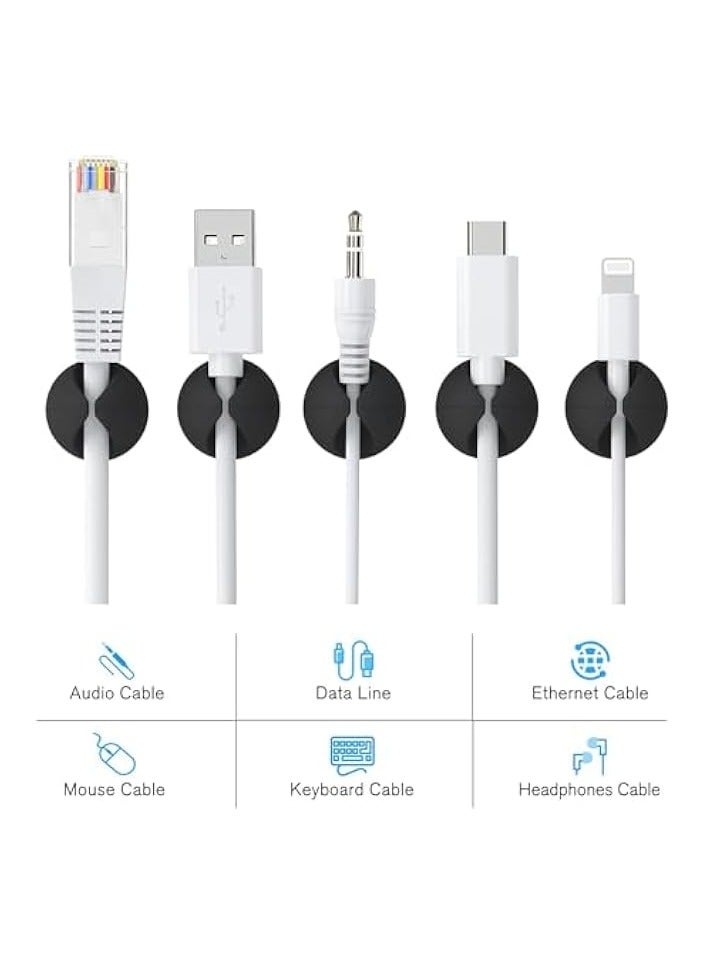 erorex Cord Organizer, 12 pack Black Charger Holder Cable Clips Wire Clips for Organizing Desk Nightstand Car Phone Charger - Image 3