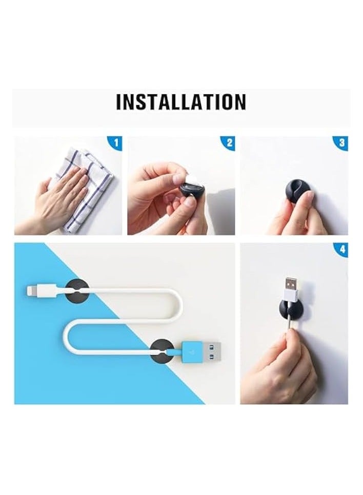 erorex Cord Organizer, 12 pack Black Charger Holder Cable Clips Wire Clips for Organizing Desk Nightstand Car Phone Charger - Image 2