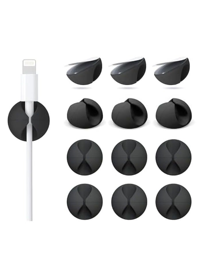 erorex Cord Organizer, 12 pack Black Charger Holder Cable Clips Wire Clips for Organizing Desk Nightstand Car Phone Charger - Image 1