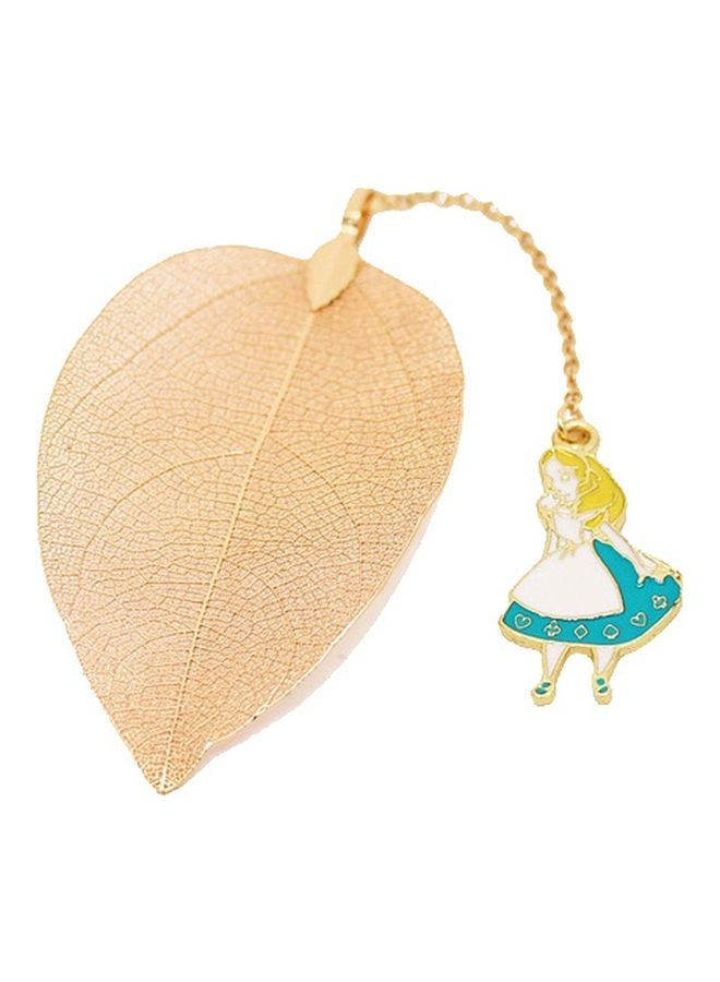 NIBEMINENT 3-Piece Leaf Pattern With Alice Bookmarks Gold/White/Blue - Image 1