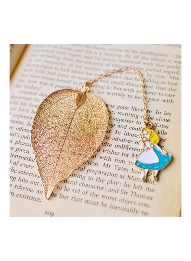 NIBEMINENT 3-Piece Leaf Pattern With Alice Bookmarks Gold/White/Blue - Image 2