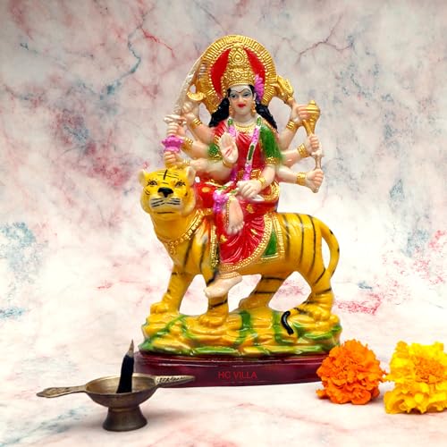 HC VILLA Durga MATA Murti for Navratri |Serawali MATA for Durga Pooja | Maa Bhavani Idol for Home Spiritual Navratri & Pooja Murti | Temple Mandir Office & Festive Decoration | - Image 1