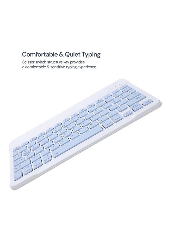 O Ozone - Ultra-Slim Bluetooth Keyboard & Mouse Combo Rechargeable Portable Wireless Keyboard Mouse Set for Tablet iPhone iPad Computer PC Laptop- Light Blue - Image 1