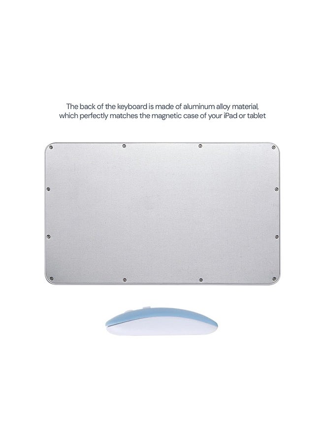 O Ozone - Ultra-Slim Bluetooth Keyboard & Mouse Combo Rechargeable Portable Wireless Keyboard Mouse Set for Tablet iPhone iPad Computer PC Laptop- Light Blue - Image 1