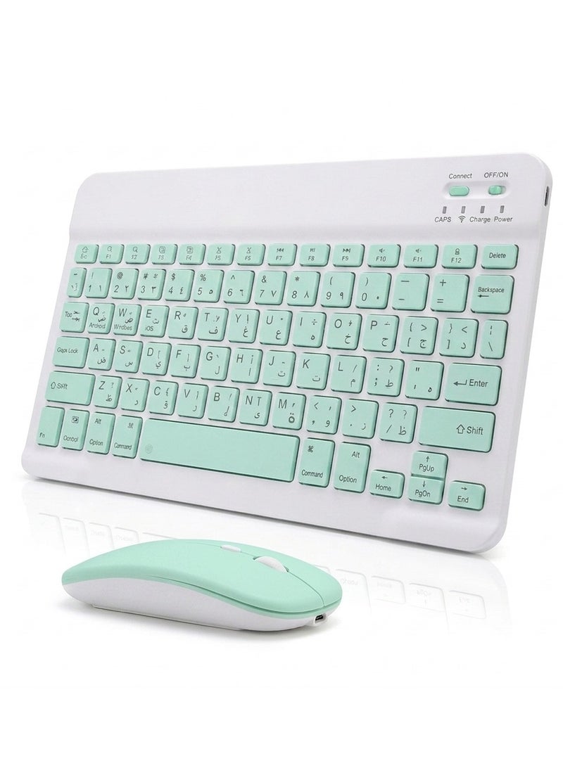 O Ozone Ultra-Slim Bluetooth Keyboard & Mouse Combo Rechargeable Portable Wireless Keyboard Mouse Set for Tablet iPhone iPad Computer PC Laptop- Light Blue - Image 1