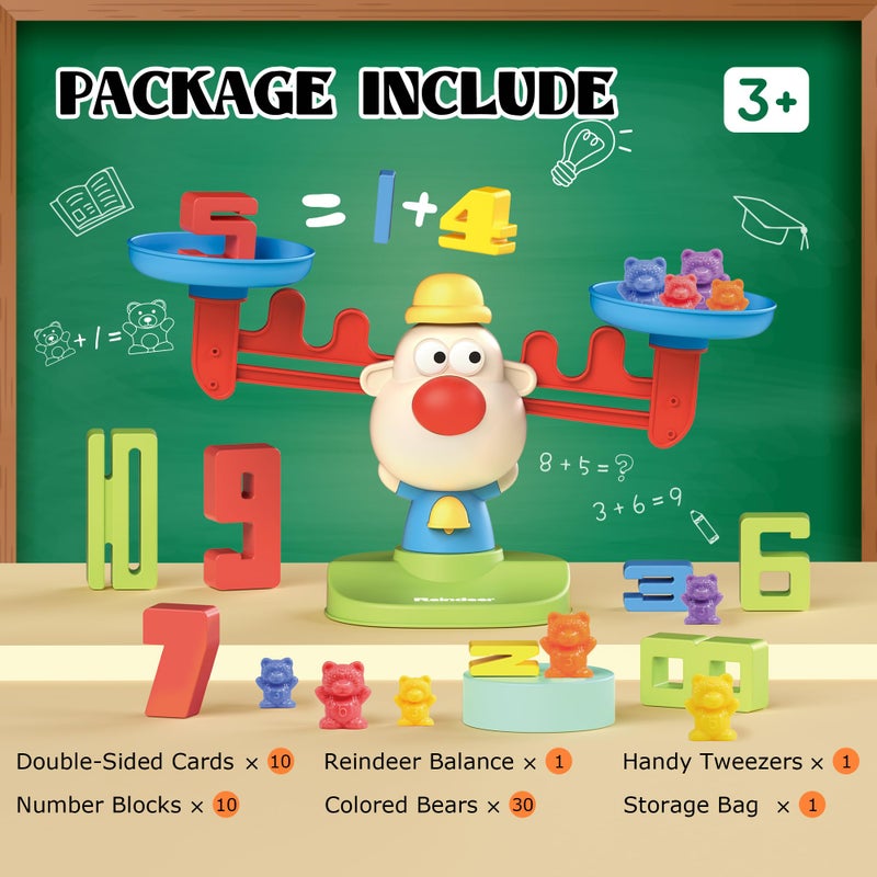 Bmag Balance Math Toys, 3 in 1 Counting Stacking and Balancing Math Learning Game for Kids, STEM Learning Activities Educational Toys with 30 Bears, 10 Numberblocks, 1 Tweezers, 11 Activity Cards - Image 5