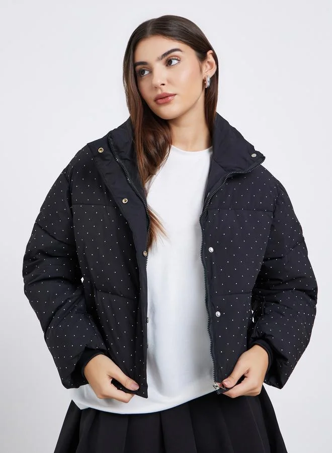 ستايلي جاكيت مبطن مزين بقصة عادية