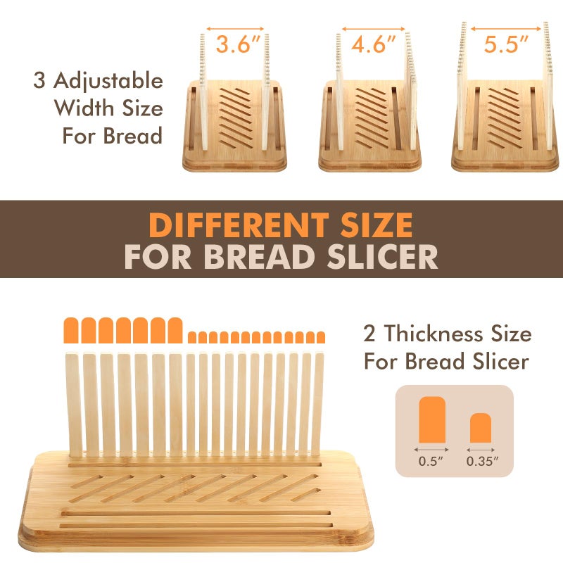 RYTOXILO Bread Slicer for Homemade Bread with Box, White Bread Storage for Kitchen Countertop with 3 in 1 Bamboo Lid, Bread Loaf Slicers Machine with Slicing Guide for Sandwich, Sourdough - Image 3