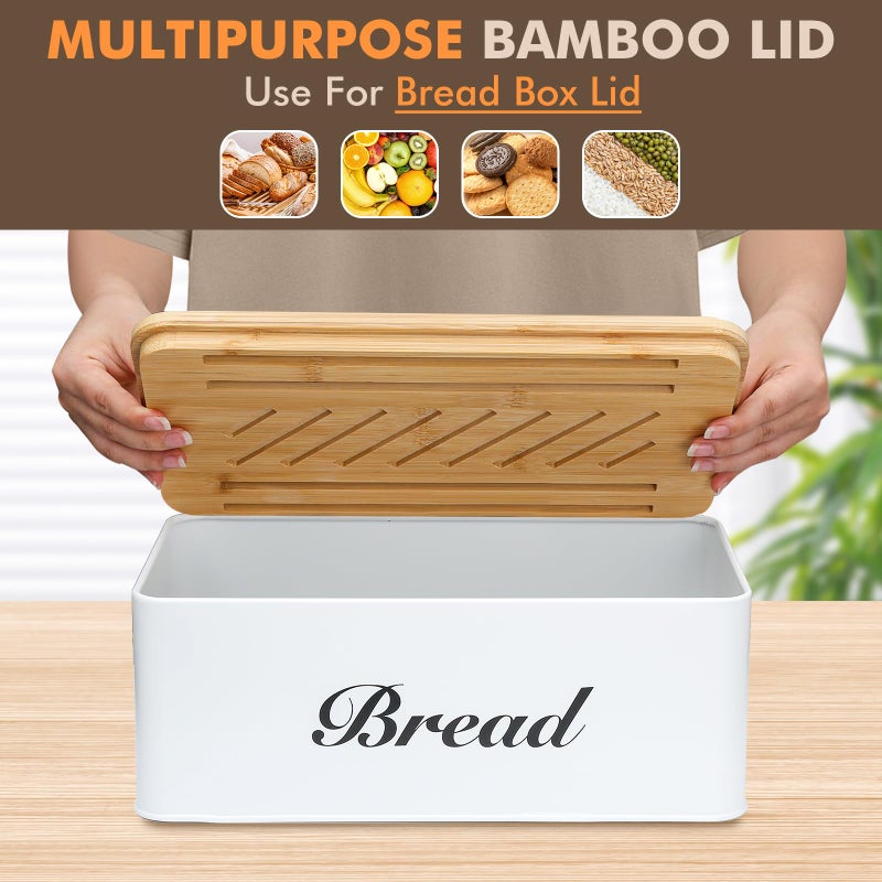 RYTOXILO Bread Slicer for Homemade Bread with Box, White Bread Storage for Kitchen Countertop with 3 in 1 Bamboo Lid, Bread Loaf Slicers Machine with Slicing Guide for Sandwich, Sourdough - Image 5