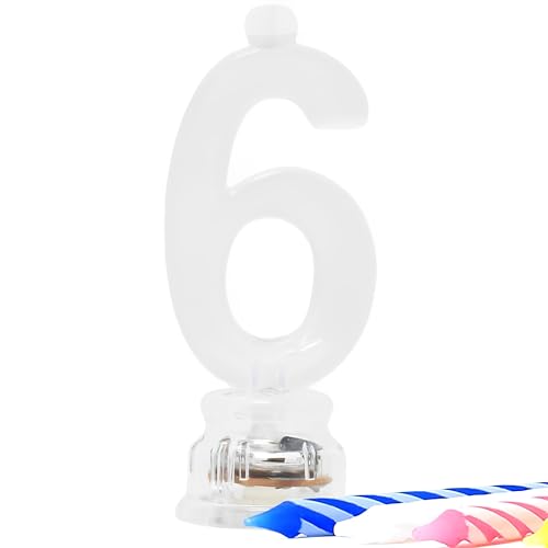 Unique Blue Plastic Number 6 Flashing Candle Holder With Birthday Candle Set - 1 Set - Elegant, Eye-catching & Durable - Perfect Cake Topper For Birthday Celebrations - Image 1