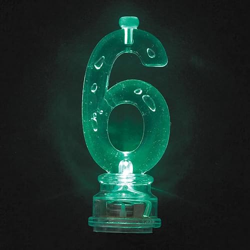 Unique Blue Plastic Number 6 Flashing Candle Holder With Birthday Candle Set - 1 Set - Elegant, Eye-catching & Durable - Perfect Cake Topper For Birthday Celebrations - Image 4