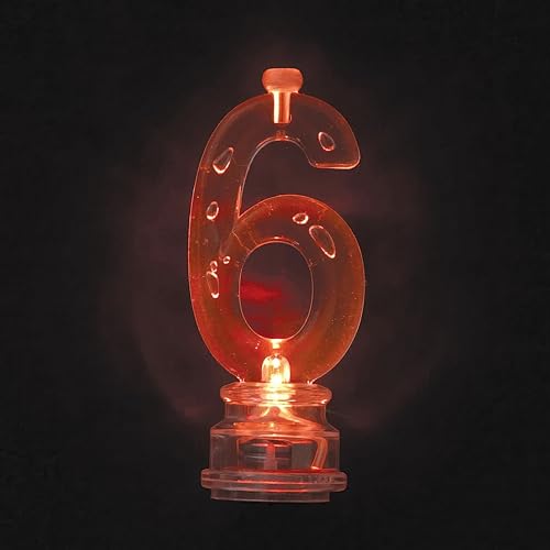 Unique Blue Plastic Number 6 Flashing Candle Holder With Birthday Candle Set - 1 Set - Elegant, Eye-catching & Durable - Perfect Cake Topper For Birthday Celebrations - Image 3