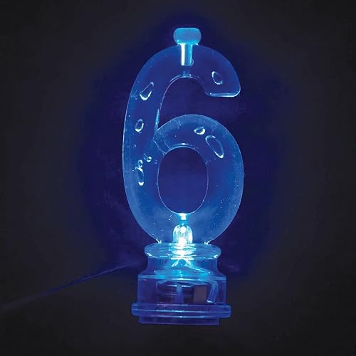 Unique Blue Plastic Number 6 Flashing Candle Holder With Birthday Candle Set - 1 Set - Elegant, Eye-catching & Durable - Perfect Cake Topper For Birthday Celebrations - Image 5